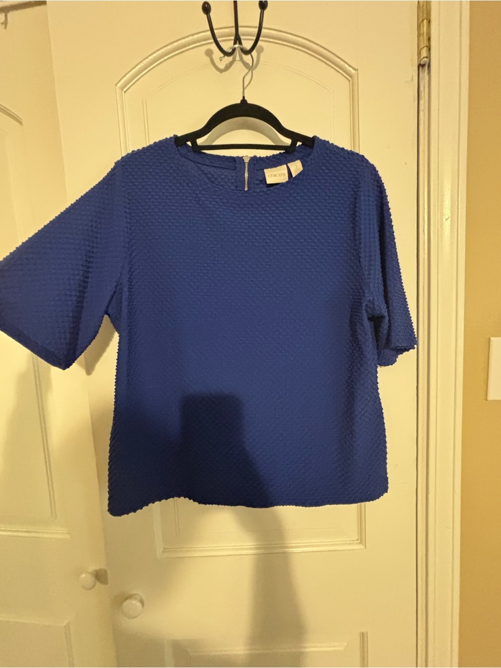 Chico's Royal Blue Textured Short-Sleeve Top